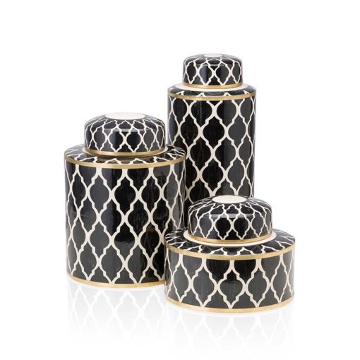 Ceramic Decorative Art Ginger Jar Modern Black - Image 5