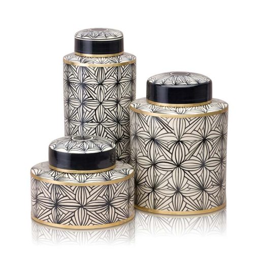 Ceramic Decorative Art Ginger Jar Modern Black - Image 9
