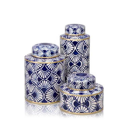 Ceramic Decorative Art Ginger Jar Royal Blue