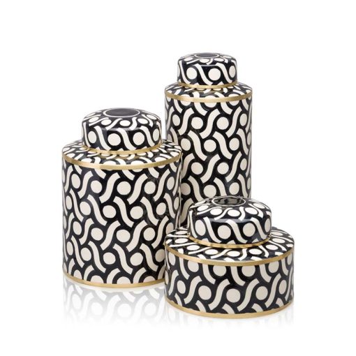 Ceramic Decorative Art Ginger Jar Modern Black - Image 6