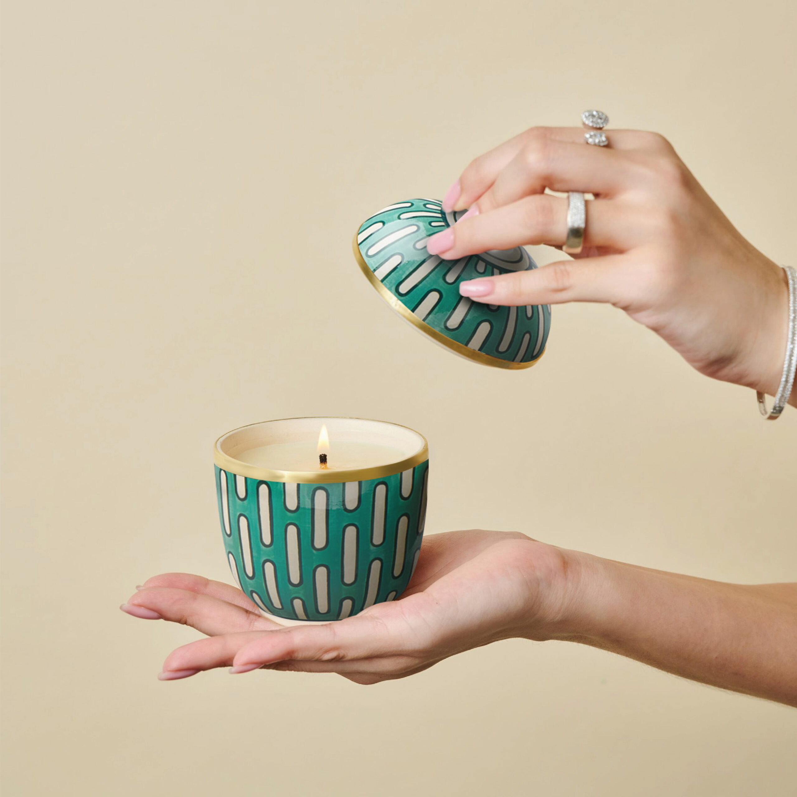 Ceramic Candle Tuay Green Tube - Image 6