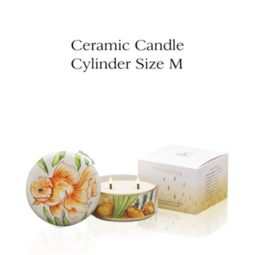 Ceramic Canister Cylinder Gold fish - Image 3