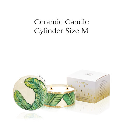 Ceramic Canister Cylinder Banana Leave - Image 3