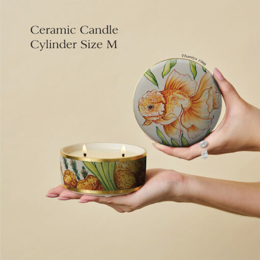 Ceramic Canister Cylinder Gold fish - Image 6