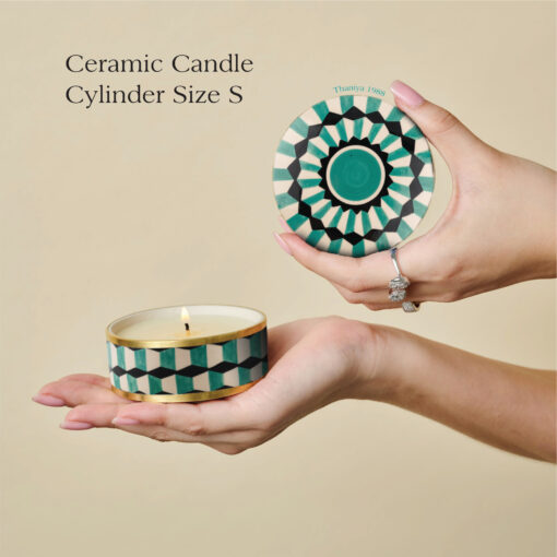 Ceramic Canister Cylinder Honey Comb - Image 5