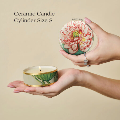 Ceramic Canister Cylinder Lotus - Image 5