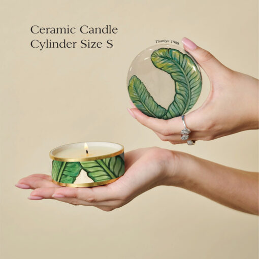 Ceramic Canister Cylinder Banana Leave - Image 5