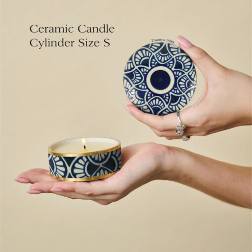 Ceramic Canister Cylinder Art Deco Fan - Image 5