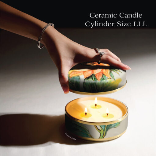 Ceramic Canister Cylinder Sunflower - Image 10
