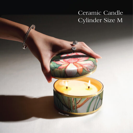 Ceramic Canister Cylinder Lotus - Image 9