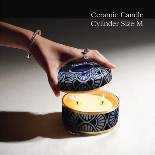 Ceramic Canister Cylinder Art Deco Fan - Image 9