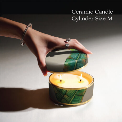 Ceramic Canister Cylinder Banana Leave - Image 9