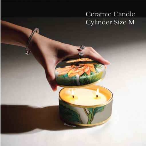 Ceramic Canister Cylinder Sunflower - Image 9