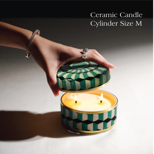 Ceramic Canister Cylinder Honey Comb - Image 9