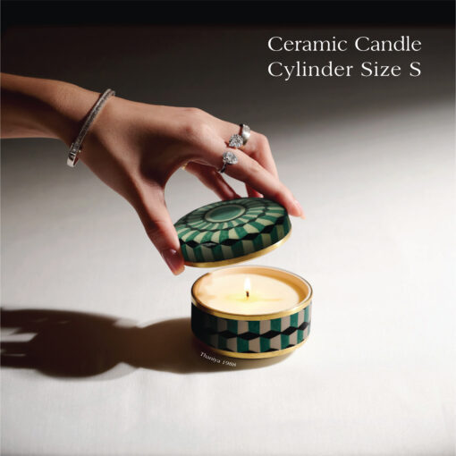 Ceramic Canister Cylinder Honey Comb - Image 8