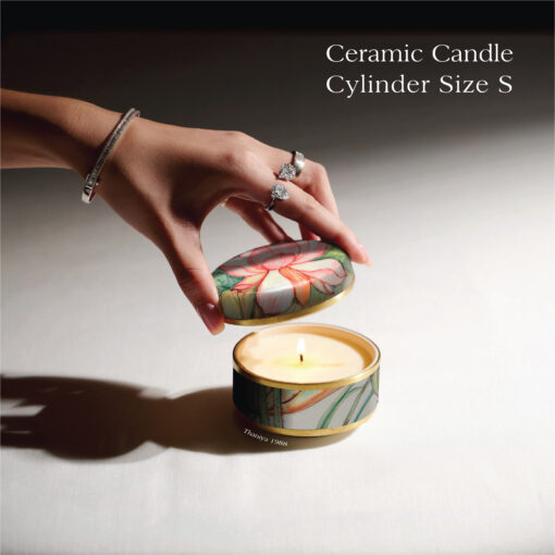 Ceramic Canister Cylinder Lotus - Image 8