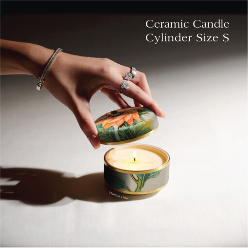 Ceramic Canister Cylinder Sunflower - Image 8