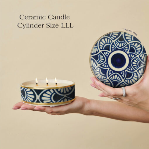 Ceramic Canister Cylinder Art Deco Fan - Image 7