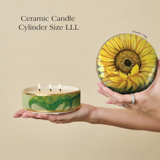 Ceramic Canister Cylinder Sunflower - Image 7