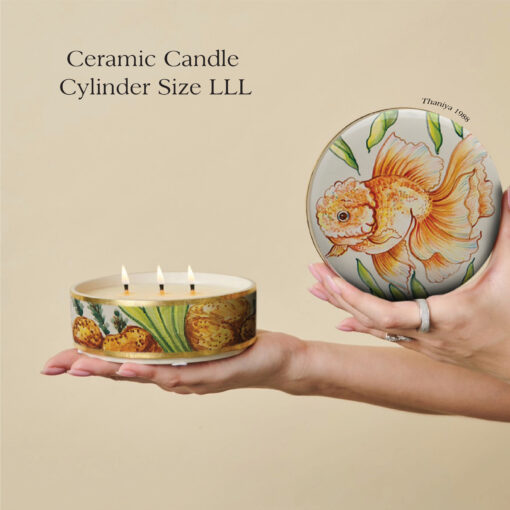 Ceramic Canister Cylinder Gold fish - Image 7