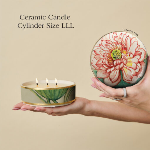 Ceramic Canister Cylinder Lotus - Image 7