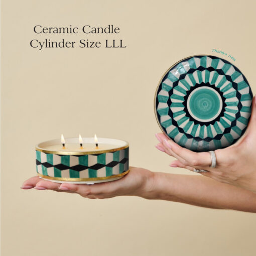 Ceramic Canister Cylinder Honey Comb - Image 7
