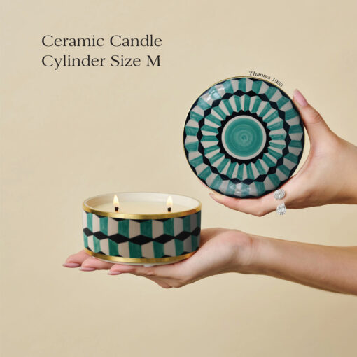 Ceramic Canister Cylinder Honey Comb - Image 6