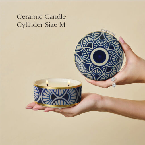 Ceramic Canister Cylinder Art Deco Fan - Image 6