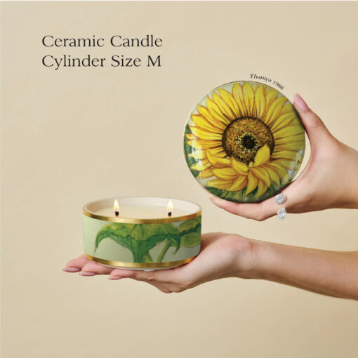 Ceramic Canister Cylinder Sunflower - Image 6