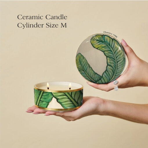 Ceramic Canister Cylinder Banana Leave - Image 6
