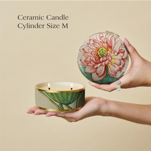 Ceramic Canister Cylinder Lotus - Image 6