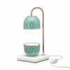 Green Candle Warmer Lamp with Hand-Painted Ceramic, Brass and Marble – THANIYA 1988
