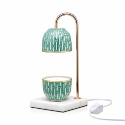 Green Candle Warmer Lamp with Hand-Painted Ceramic, Brass and Marble – THANIYA 1988